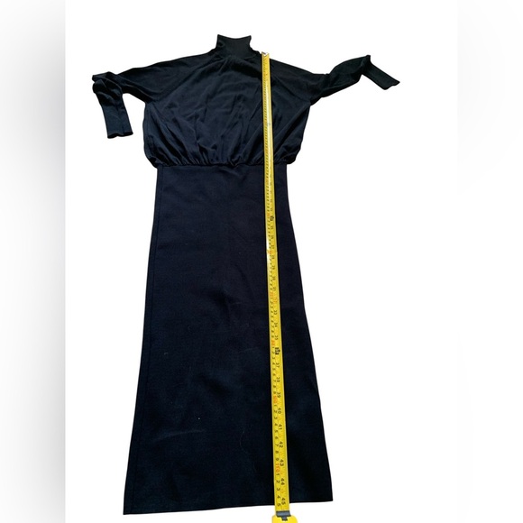 Zara Black Bodycon Dress Fitted Knit Midi Long Sleeve Small - Picture 9 of 9